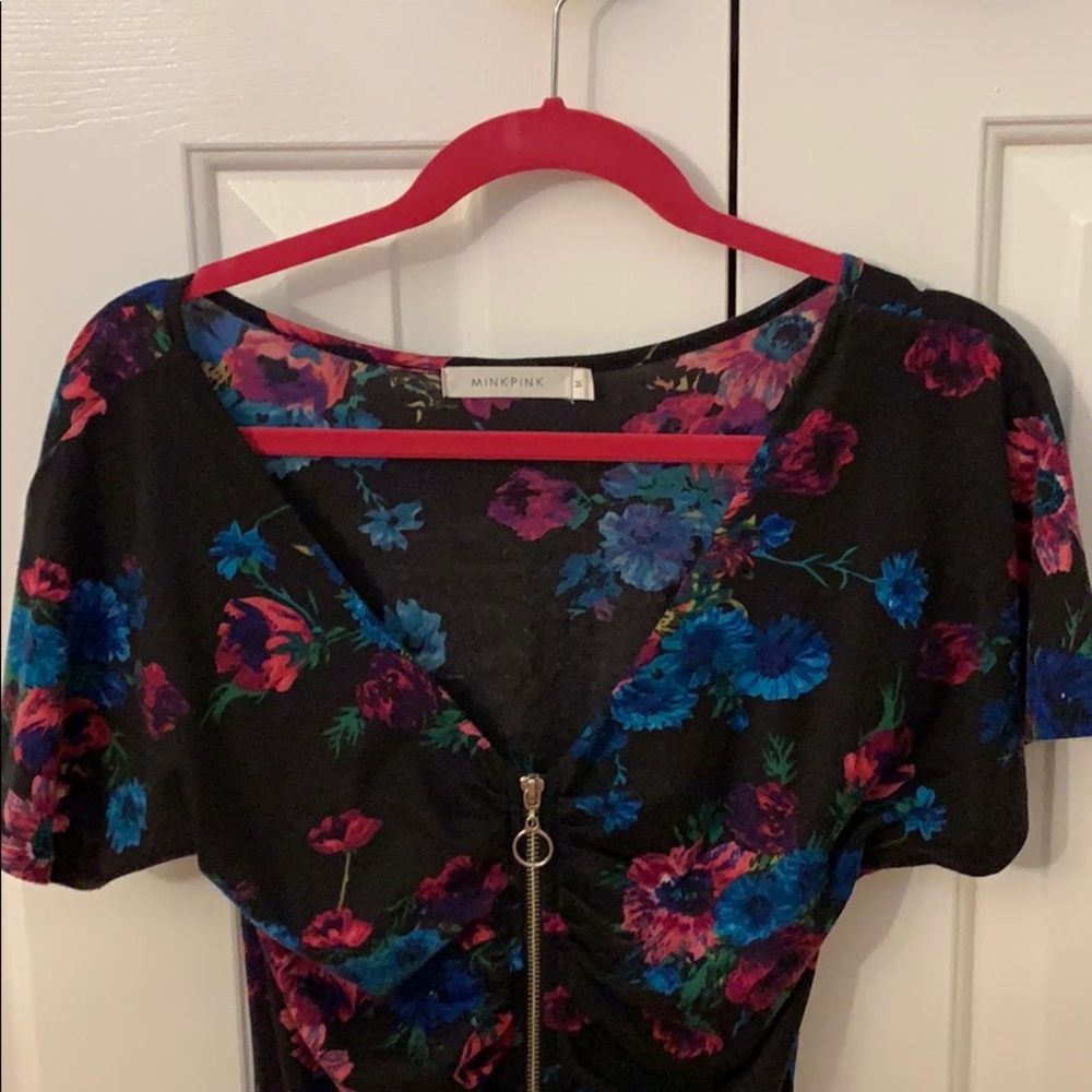 MinkPink Ruched Floral Dress